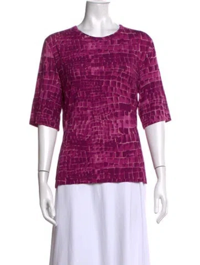 Pre-owned St John Patterned Crew Neck Top In Purple