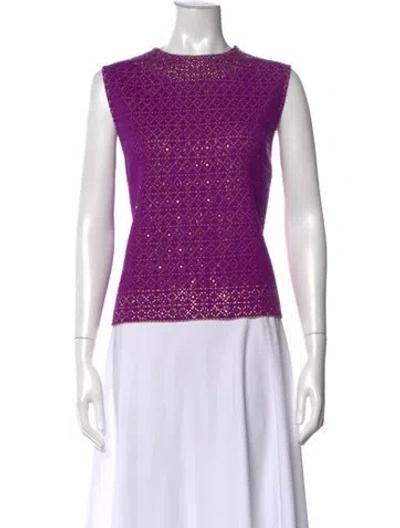 Pre-owned St John Patterned Crew Neck Top In Purple