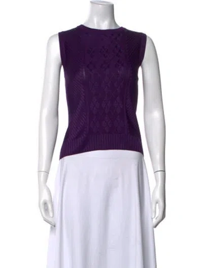 Pre-owned St John Patterned Crew Neck Top In Purple