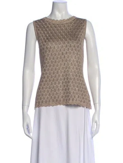 Pre-owned St John Patterned Crew Neck Top W/ Tags