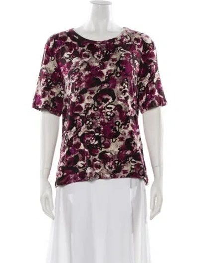 Pre-owned St John Patterned Crew Neck Top In White