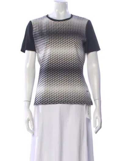 Pre-owned St John Patterned Crew Neck T-shirt In Black