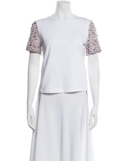 Pre-owned St John Patterned Crew Neck T-shirt W/ Tags In White