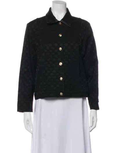 Pre-owned St John Patterned Denim Jacket In Black