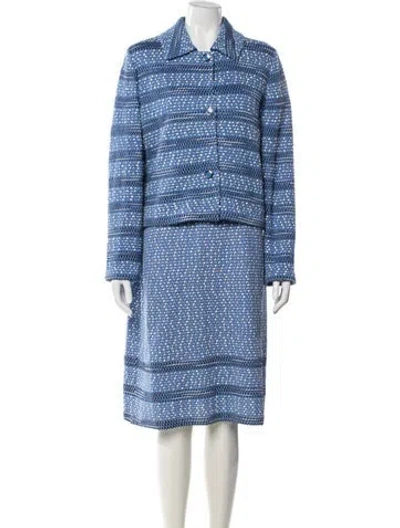 Pre-owned St John Patterned Dress Set In Blue