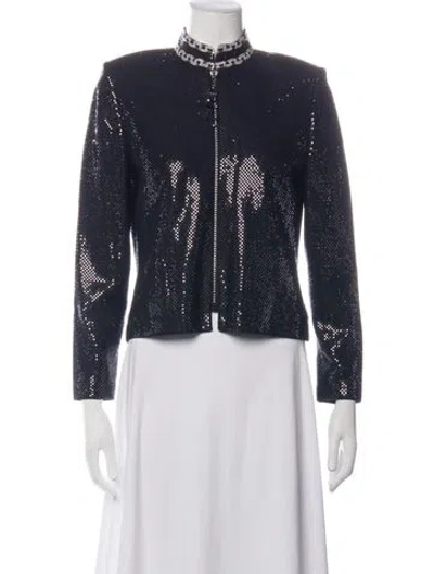 Pre-owned St John Patterned Evening Jacket In Black/blue
