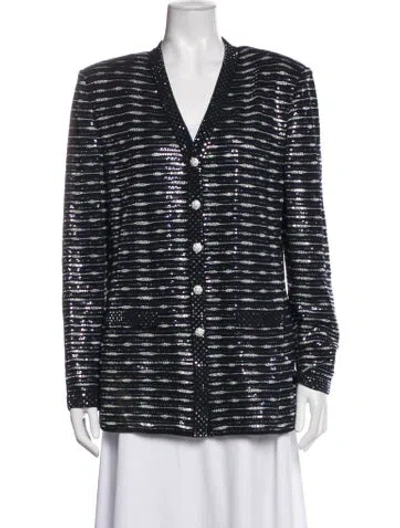 Pre-owned St John Patterned Evening Jacket In Blue