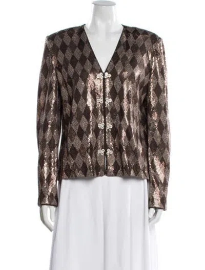 Pre-owned St John Patterned Evening Jacket In Gold