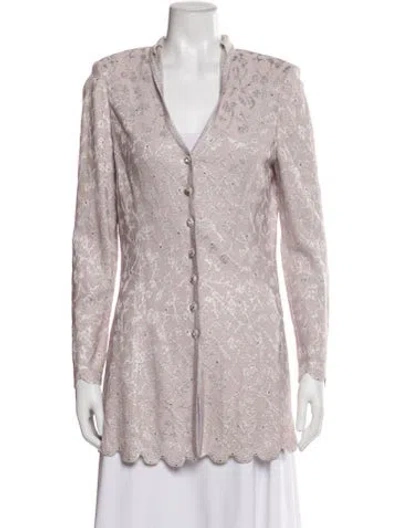 Pre-owned St John Patterned Evening Jacket In Pink