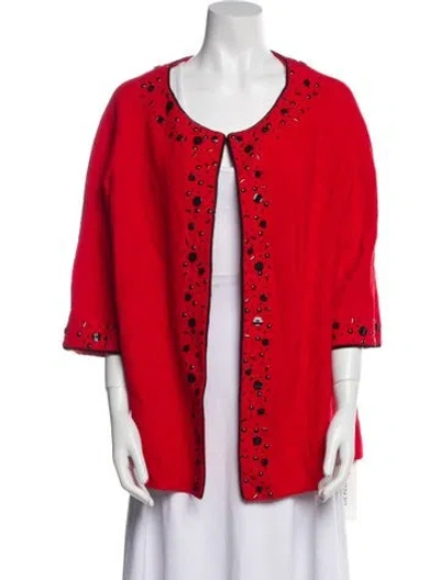Pre-owned St John Patterned Evening Jacket In Red