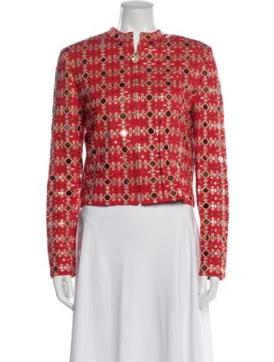 Pre-owned St John Patterned Evening Jacket In Red