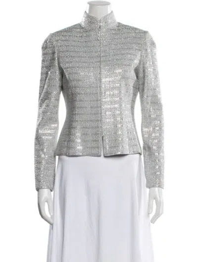Pre-owned St John Patterned Evening Jacket In Silver
