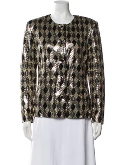 Pre-owned St John Patterned Jacket In Black/gold