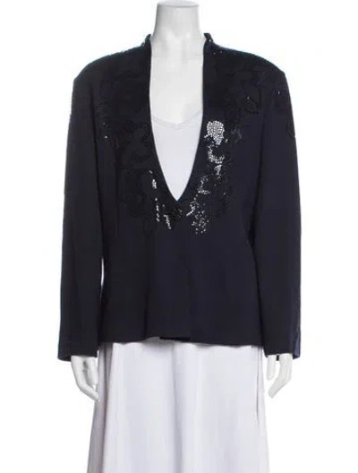 Pre-owned St John Patterned Jacket In Blue