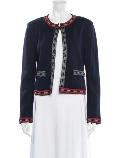 Pre-owned St John Patterned Jacket In Blue