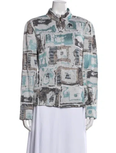 Pre-owned St John Patterned Jacket In Gray