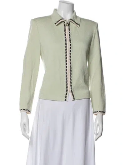 Pre-owned St John Patterned Jacket In Green