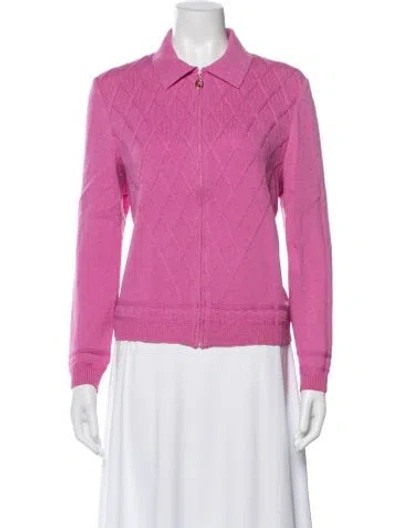Pre-owned St John Patterned Jacket In Pink