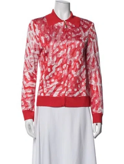 Pre-owned St John Patterned Jacket In Red