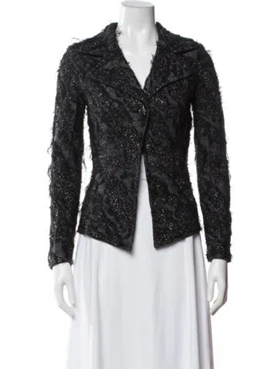 Pre-owned St John Patterned Jacket W/ Tags In Black