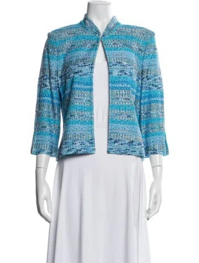 Pre-owned St John Patterned Jacket W/ Tags In Blue