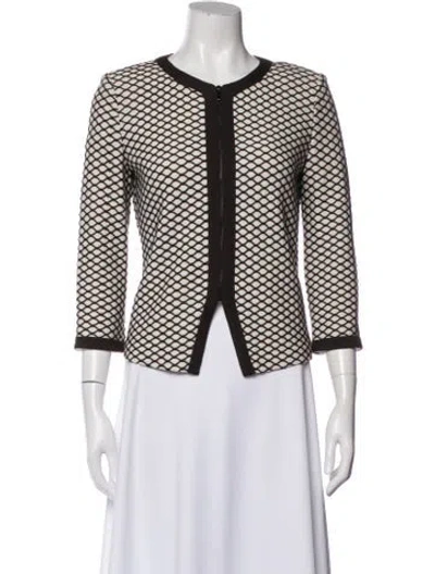 Pre-owned St John Patterned Jacket In White