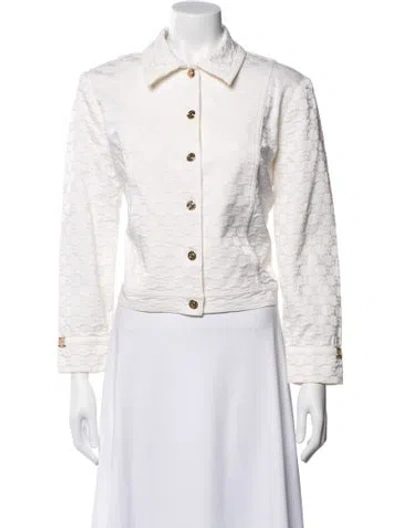 Pre-owned St John Patterned Jacket In White