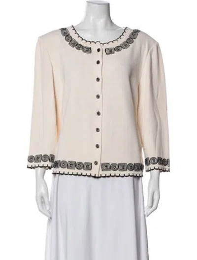 Pre-owned St John Patterned Jacket In White