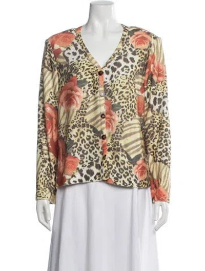 Pre-owned St John Patterned Jacket In Yellow