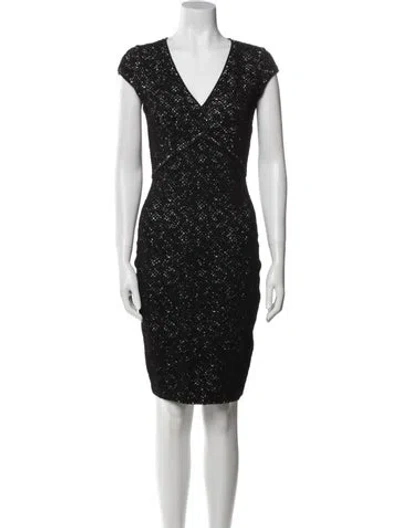 Pre-owned St John Patterned Knee-length Dress In Black