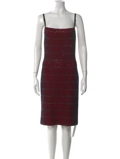 Pre-owned St John Patterned Knee-length Dress In Black