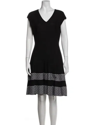 Pre-owned St John Patterned Knee-length Dress In Black