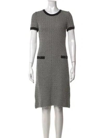Pre-owned St John Patterned Knee-length Dress In Black