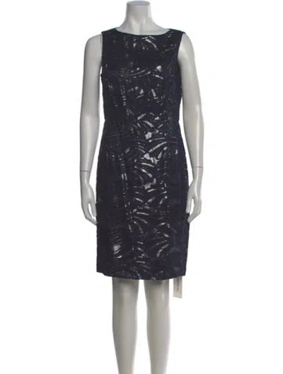 Pre-owned St John Patterned Knee-length Dress In Blue