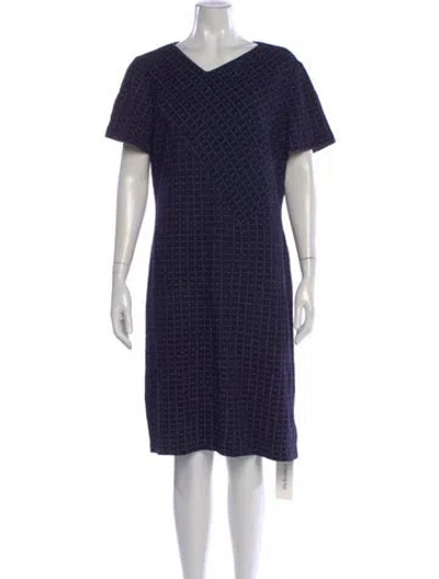 Pre-owned St John Patterned Knee-length Dress In Blue