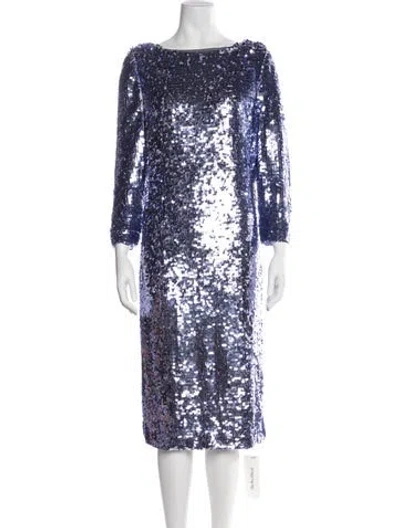 Pre-owned St John Patterned Knee-length Dress In Blue