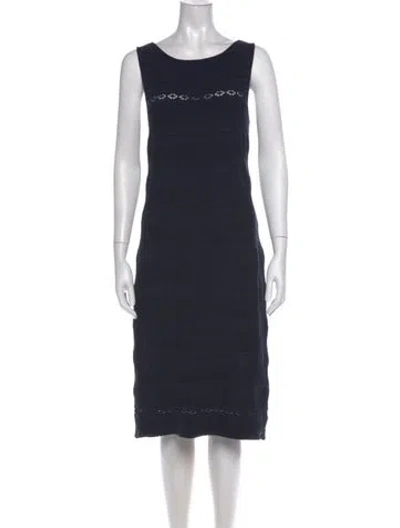 Pre-owned St John Patterned Knee-length Dress In Blue