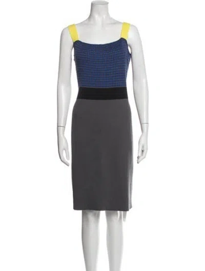 Pre-owned St John Patterned Knee-length Dress In Blue