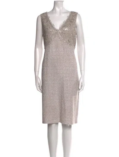 Pre-owned St John Patterned Knee-length Dress In Gray