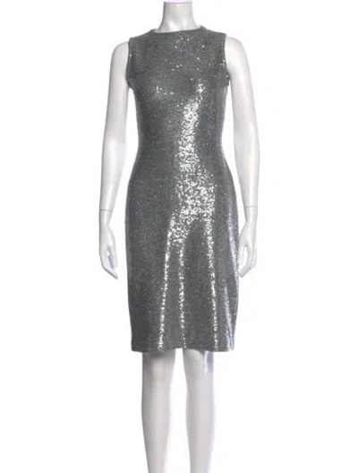 Pre-owned St John Patterned Knee-length Dress In Gray