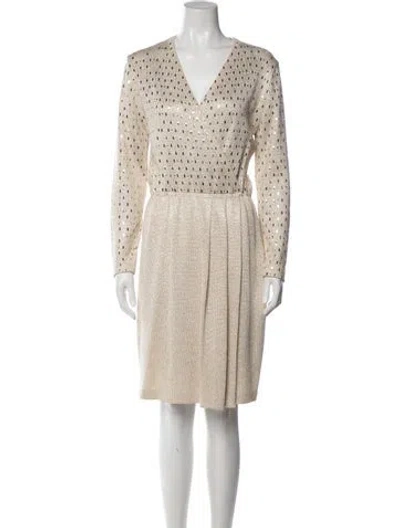 Pre-owned St John Patterned Knee-length Dress In Neutral