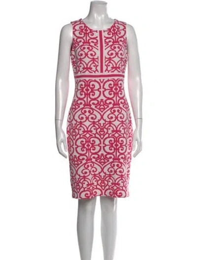 Pre-owned St John Patterned Knee-length Dress In Pink