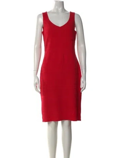 Pre-owned St John Patterned Knee-length Dress In Red
