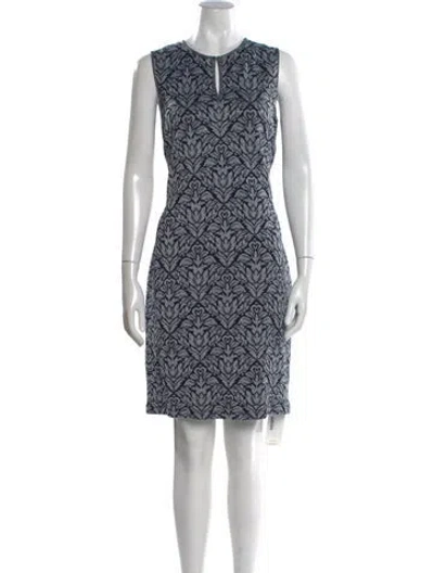Pre-owned St John Patterned Knee-length Dress In White