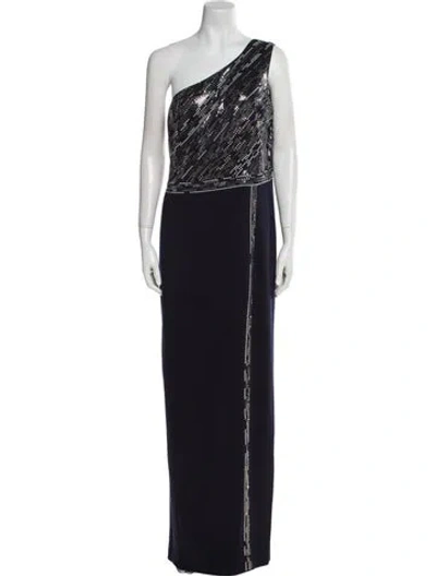 Pre-owned St John Patterned Long Dress In Blue