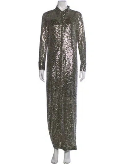 Pre-owned St John Patterned Long Dress In Green
