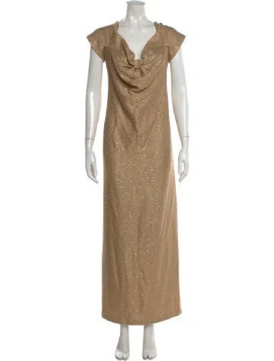 Pre-owned St John Patterned Long Dress In Neutral