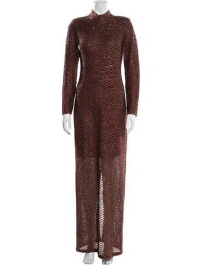Pre-owned St John Patterned Long Dress In Neutral