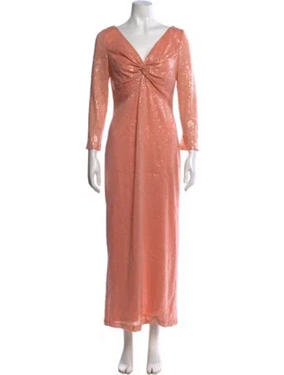 Pre-owned St John Patterned Long Dress In Orange