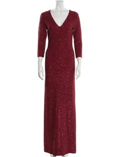 Pre-owned St John Patterned Long Dress In Red